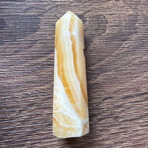 Orange Calcite tower small banding standing point polished decor natural